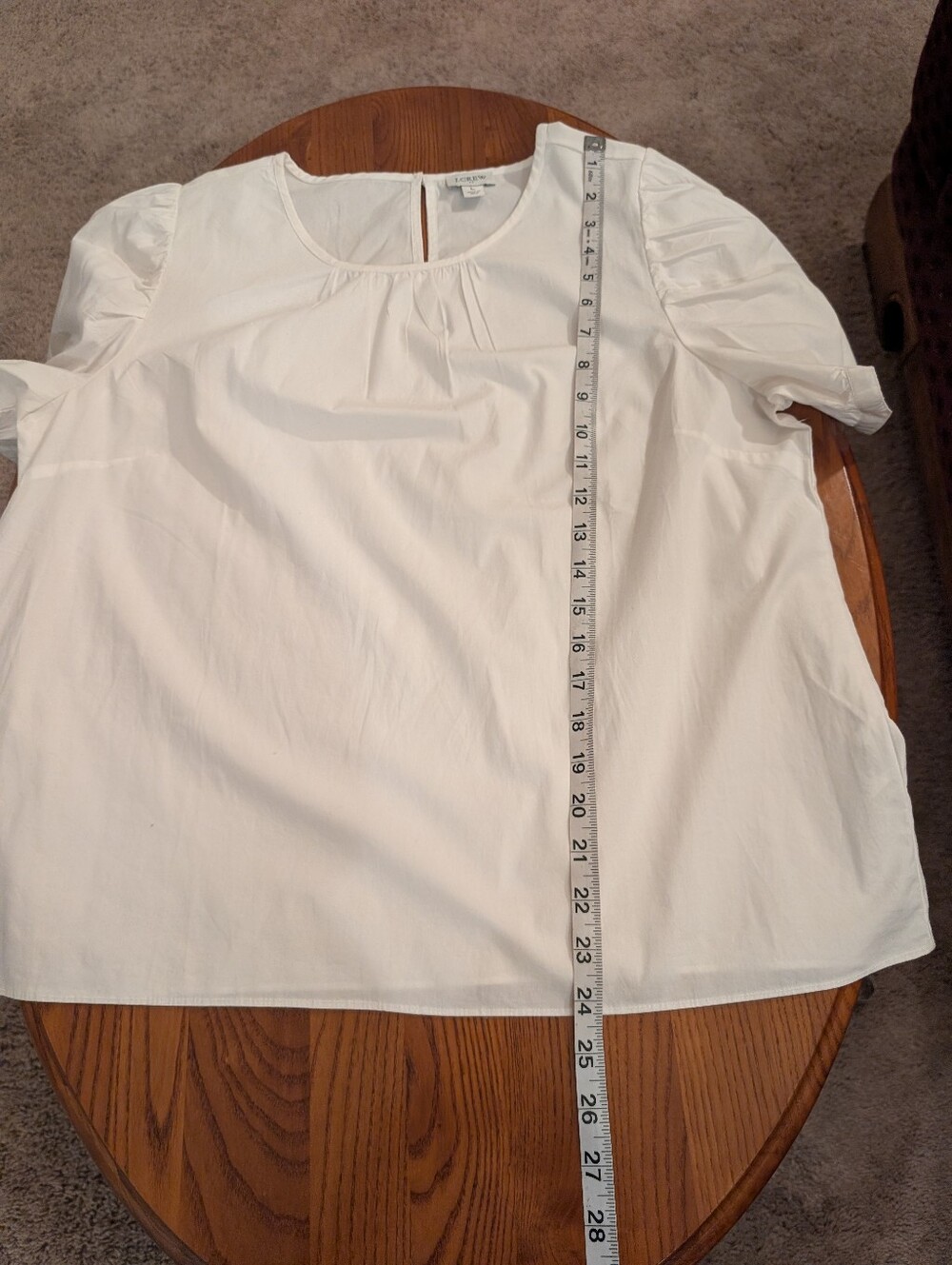 J Crew White Puff-Sleeve Cotton Blouse, Size L - Picture 4 of 8